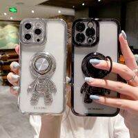 เคสโทรศัพท์ขาตั้งกล้องนักบินอวกาศส่องแสงเป็นประกายวิบวับสำหรับ iPhone 14 13 12 11 Pro Max XR XS Max X 14 Plus เคสขายดีนิ่มชุบอุปกรณ์เสริมสำหรับหมวกกันน็อคป้องกันการตกกันกระแทก