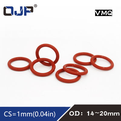 10 ชิ้น/ล็อตสีแดงแหวนซิลิโคนซิลิโคน O แหวนความหนา 1 มม. OD14/15/16/17/18/19/20 มม.ยาง O-Ring ซีลปะเก็น ORings เครื่องซักผ้า-Yinguer