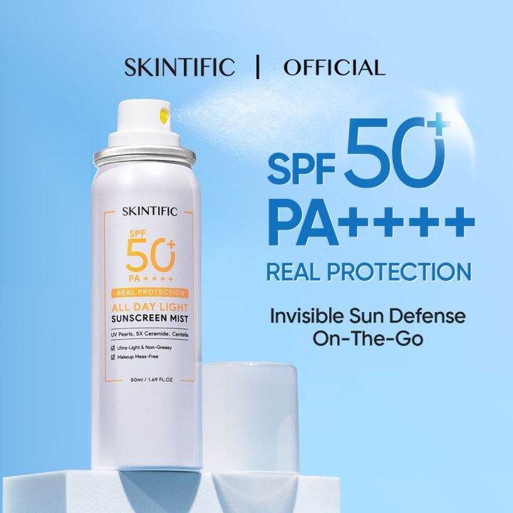 SKINTIFIC All Day Light Sunscreen Mist SPF50 PA Whitening Sunblock