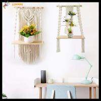 LEMMRE ห้องนั่งเล่น Boho ศิลปะตกแต่งผนังบ้านตกแต่งผนังชั้นเก็บของพรมมาเครมขาตั้งตกแต่งกระถางแบบแขวน