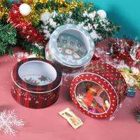 Christmas Tin Gift Box Metal Cookie Box Candy Storage Containers Tinplate Gift Boxes With Lids For Xmas Holiday Party Supplies Storage Boxes