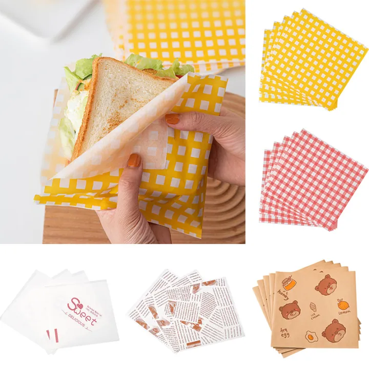 Sjsv 50pcs Food Grade Packaging Paper Baking Oil Paper Sandwich Fries 