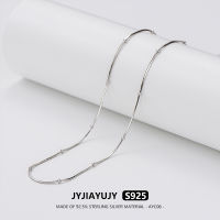 JYJIAYUJY สร้อยคอ S925เงินสเตอร์ลิง100% สายโซ่งูขนาด40/45/50ซม. พร้อมลูกบอลชุบโรเดียมคุณภาพสูงชุบโรเดียม1.5มม. เป็นของขวัญสำหรับ AYC06ประจำวัน