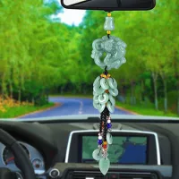 The new crystal car pendant car imitation jade safety buckle pendant, high-end rearview mirror in and out of safety brave orname