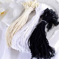 100pcs /lot Plastic Tag White Beige Black Hang Tag Polyester Rope String Pin Loop Snap Lock Tie Fasteners Stickers Labels