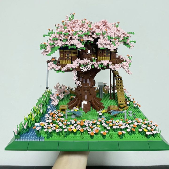 ชุดตัวต่อ-pzx-no-9929-บ้านสวนดอกไม้-sakura-tree-house-จำนวน-5-050-pcs-สถาปัตยกรรมชุดตัวต่อบ้านบนต้นไม้-ซากุระสีชมพู-สีสีนสวยงาม-ได้อย่างลงตัว