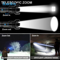 ไฟฉายชาร์จไฟได้ LED จาก ILuckin กันลื่นและ90000ลูเมนพลังงานสูงสำหรับการตั้งแคมป์ตกปลาเดินป่ากลางแจ้ง