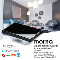 Molisa tuya zigbee สวิตช์ไฟรุ่นทัชสกรีน 3D Smart Touch Wall Switch ไม่ใช้สาย N และ ไม่ต่อ Capacitor สวิตช์ไฟอัจฉริยะ รุ่นทัชสกรีน ควบคุมผ่านแอพ