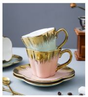 แก้วกาแฟ แก้วกาแฟสีพาสเทล ชุดแก้วกาแฟ Petal ceramic coffee cup and saucer.