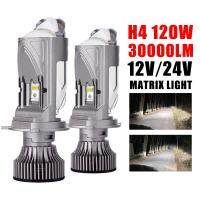 ไฟรถยนต์2เท่า12โวลต์24โวลต์120วัตต์30000LM H4 9003ไฟหน้ารถมอเตอร์ไซค์แบบ LED หลอดไฟโปรเจ็คเตอร์ขนาดเล็กอัตโนมัติเลนส์คู่โคมไฟส่องแสงสูงต่ำกันน้ำ