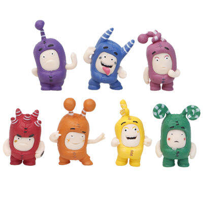 [จัดส่งที่รวดเร็ว]Oddbods รูปของเล่นแอ็คชั่นของเล่นของขวัญสำหรับเด็กวันเกิดตกแต่ง7ชิ้นอะนิเมะแอ็คชั่น Oddbods