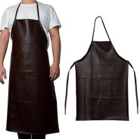 ผ้ากันเปื้อนช่างเชื่อมผ้ากันเปื้อนยาว PU Men Apron Waterproof ApronFireproof Oil-Proof For Cooking Washing Cutting Welding Welder Accessories