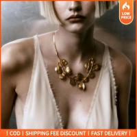 GOOD MOOD BEAUTY ใบที่พูดเกินจริง จี้คอสร้อยคอ วินเทจ ปรับได้ปรับได้ สร้อยคอสีทอง Collares collares เครื่องประดับคอคอ ต่างหูแบบห่วง สำหรับผู้หญิง