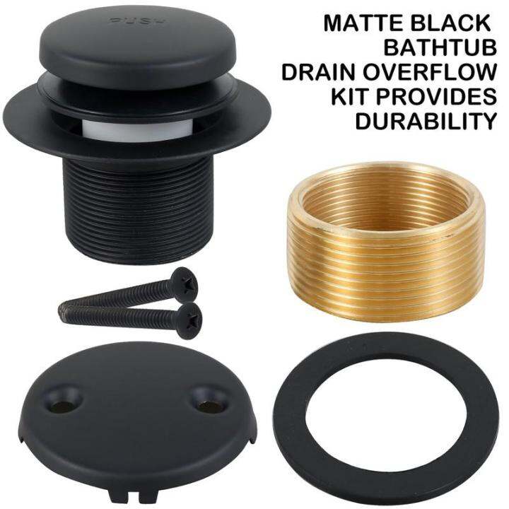 GUFUZI Tub Drain Overflow Kit Matte Black Bathtub Drain Set with 2Hole