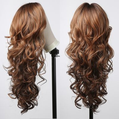 【jw】▬✲ Deep Wavy Synthetic Wigs Mixed Hairline Hair for Afro Resistant