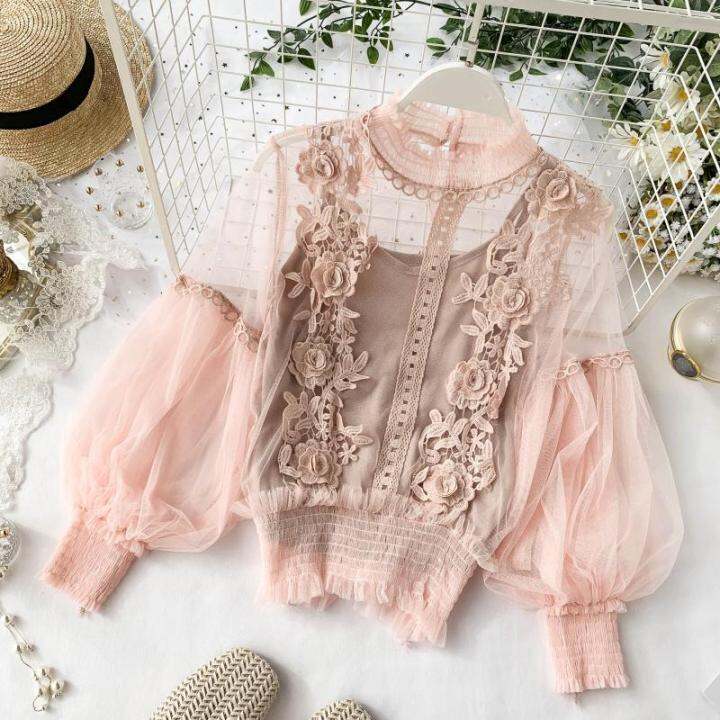 spring-women-tops-fashion-sexy-sheer-lace-blouse-lantern-sleeve-3d-floral-blouses-shirts-elegant-top-blusas-femininas