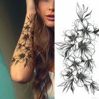 Waterproof Temporary Tattoo Sticker Flash Big Flower Lutos Butterfly Snake Body Art Arm Fake Sleeve Tatoo Women Stickers