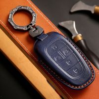 5 6 7 Button Key Cover Leather Case Car Keyring Shell for Hyundai Santa Fe Tucson 2022 NEXO NX4 Sonata 2020 Grandeur