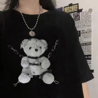 COD DSFERTRETRE Gothic bear women T-shirt plus size punk casual tops Harajuku hip-hop cute short sleeve big size 100 cotton dark Ulzzang tops