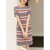 Foreign trade export tail goods starlight bloggers feel heavy craft jacquard loose slimming knitted dress summer short skirt