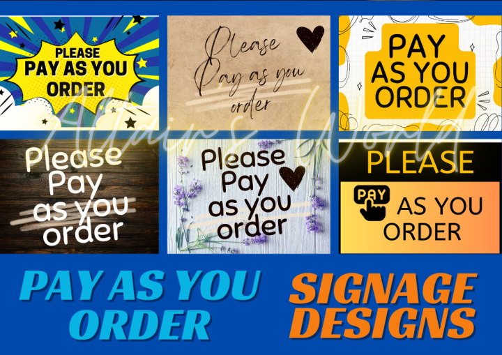 AW Pay As You Order Signage Store Signage for Business Laminated Sign