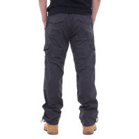 FGKKS Men Multi-pocket Cargo Pants Zipper Pure Cotton Straight Leg Pants Loose Casual Solid Color Construction Pants