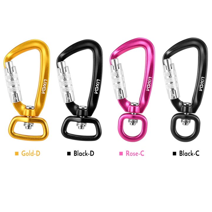 lixada-survial-mountaineering-carabiners-d-ring-360-rotatable-spinner-keychain-rope-swivel-clip