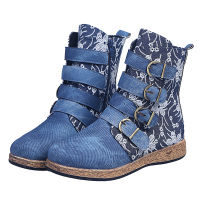 New Boots Female Shoes Ankle Martin Boots Autumn Winter PU Patchwork Boots Zipper Buckle Printed Breathable Boots