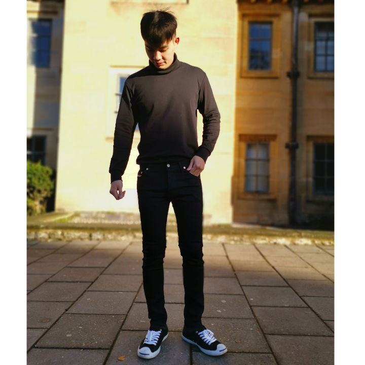 golden-zebra-jeans-กางเกงยีนส์ชายขาเดฟผ้ายืดสีดำไซส์เล็กไซส์ใหญ่