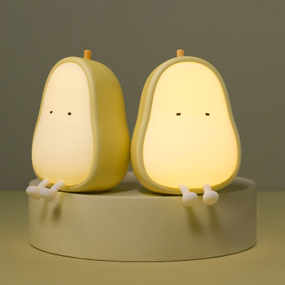 Cute Pear Fruit Night Light Gift for Kids Girl Portable Atmosphere Lamp for Bedroom,Silicone Nursery Stuff,Kawaii Room Decor Toy