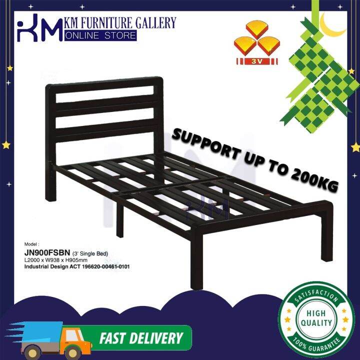 KM Furniture Gallery 3V Single Metal Bed Frame Super Base Support Up To ...