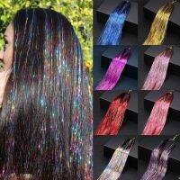 MISSQUEEN synthesis 22 Inch 16 Colors Hair Tinsel Kit Strands with Tools Extension for Women Girls Braiding Sparkle Shiny Hair Wig  Hair Extensions  P