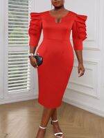 【jw】✓❄  Bodycon Cold Sleeve Waist Birthday Prom Sheath Gown African Wedding Guest