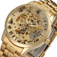 ZZOOI Luxury Mens Gold Full Steel Transparent Watch Skeleton Automatic Mechanical watches Steampunk Clock men Relogio Masculino 2016