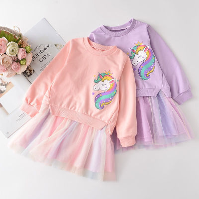 Girls Princess Dress Suits Kids Party Elegant Cute Girl Unicorn Outfit Children Clothing Sets
