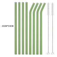 ∈ New Green Eco Friendly Reusable Drinking Straw High Borosilicate Glass Straws Set for Smoothies Cocktails Bar Accessories Straws