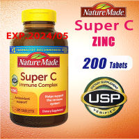 Nature Made Super C vitamin C Immune Complex with Zinc Tablets 200 Tablets