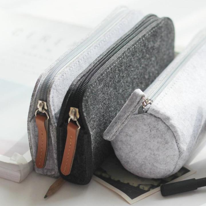 jianwu-กระเป๋าผ้าใส่ดินสอกระเป๋าใส่ดินสอผ้าสักหลาดแบบมินิมอลอุปกรณ์การเรียนอุปกรณ์สำนักงานกล่องดินสอ