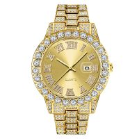 ⌚❐☏✙ Hip Hop Full Diamond Luxury Brand Men Alloy Band Date Watch