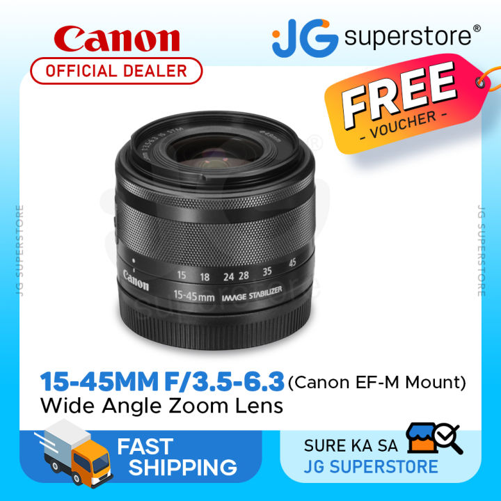 No Box) Canon EF-M 15-45mm f/3.5-6.3 Wide Angle Zoom Lens with Autofocus,  APS-C-Format, STM Motor and IS for Canon EF-M Mount Mirrorless Cameras JG  Superstore Lazada PH