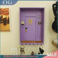 【OG】 ไม้สีม่วงประตูพวงกุญแจตะขอตกแต่งผนังแขวน Entryway ชั้นวางออแกไนเซอร์กล่องที่สำคัญชั้นวาง