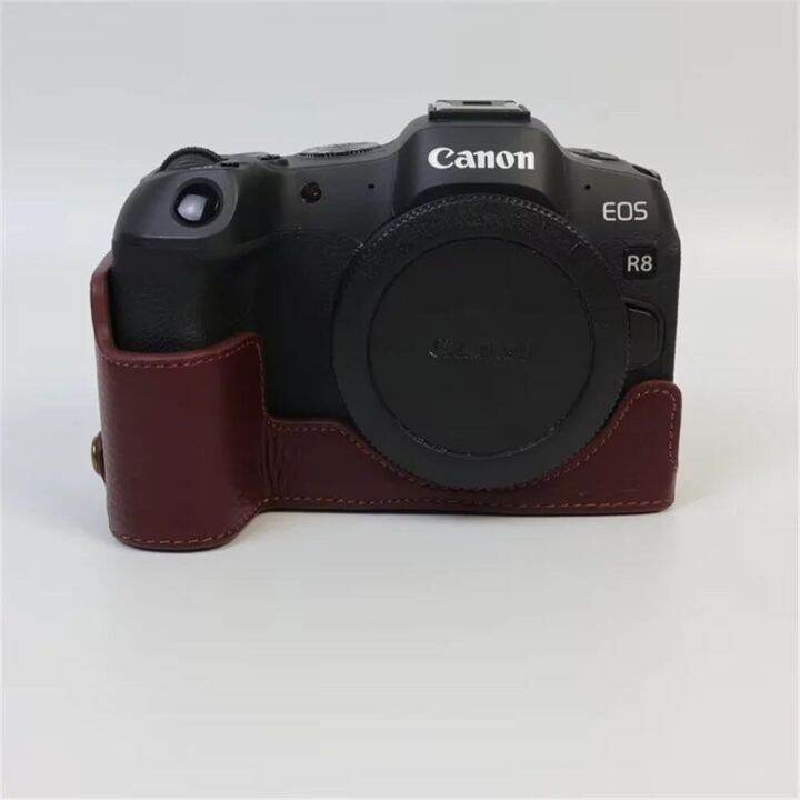 ฝาครอบครึ่งเคสกล้องหนังแท้สำหรับ-canon-eos-r8-eosr8เคสแข็งสำหรับป้องกัน