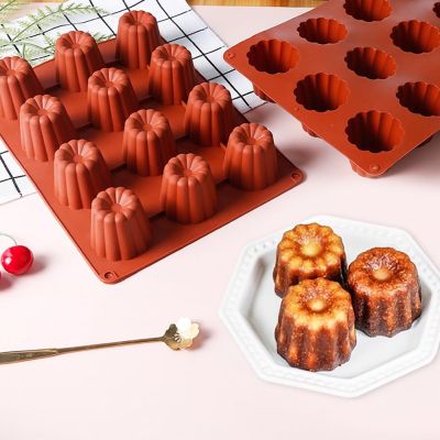 Silicone Mold 12 Cavity Food Grade Heat-resistant Non-stick Reusable Decorative DIY Canneles Cake Mold Muffin Cupcake Baking Tra