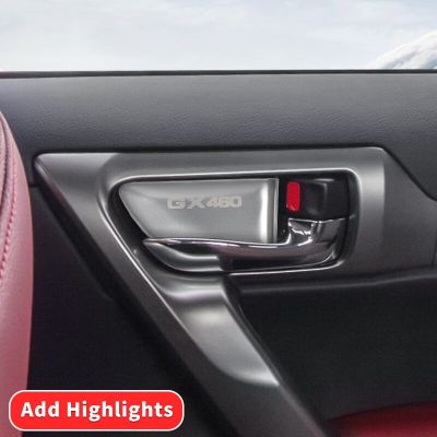 มือจับประตูภายในสติ๊กเกอร์ตกแต่งฝาครอบเหมาะสำหรับ Gx400-2023 GX460 Lexus อุปกรณ์เสริมภายในเป็นสแตนเลสสตีล