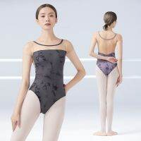 【QZY Department Store】 เต้นบัลเล่ต์ Leotards คอเต่าแขนกุดหมึกที่ใช้ในการพิมพ์รัดรูปสำหรับเด็กผู้หญิงผู้ใหญ่เล่นสเก็ตชุดว่ายน้ำเปลือยหลังบอดี้สูทสำหรับเต้น