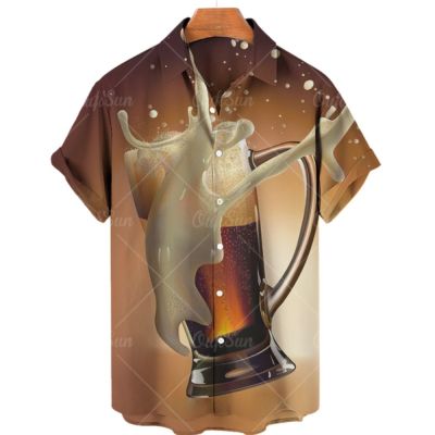 เสื้อแขนสั้นพิมพ์ลาย3D ฮาวายสำหรับผู้ชายเสื้อผ้าลำลองโอเวอร์ไซส์สำหรับวันหยุดฤดูร้อนชายหาด