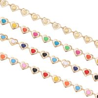 1 Meter Stainless Steel Colorful Enamel Heart Chains DIY Jewelry Making Women Necklaces Findings Bracelets Accessories Supplies