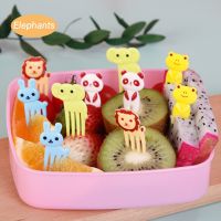 4 12pcs Kids Cute Mini Fruit Fork Kawaii Cartoon Animal Snack Cake Dessert Food Toothpick Wedding Party Disposable Tableware