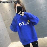 Micchow เสื้อกีฬาแบบสวมหัวสำหรับผู้หญิง,ขนาดพิเศษ Lee เสื้อฮู้ดแขนยาวลำลองรอบคอหลวมกก.