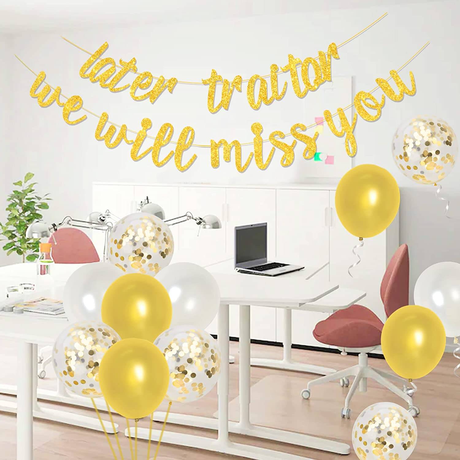 GOOD LUCK CELEBRATION BANNER BLACK AND GOLD 